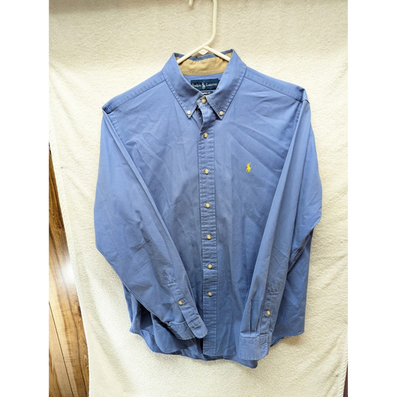 Vintage Ralph Lauren XL Button Down Shirt Light Blue Long Sleeve Classit Fit Men - Picture 1 of 8